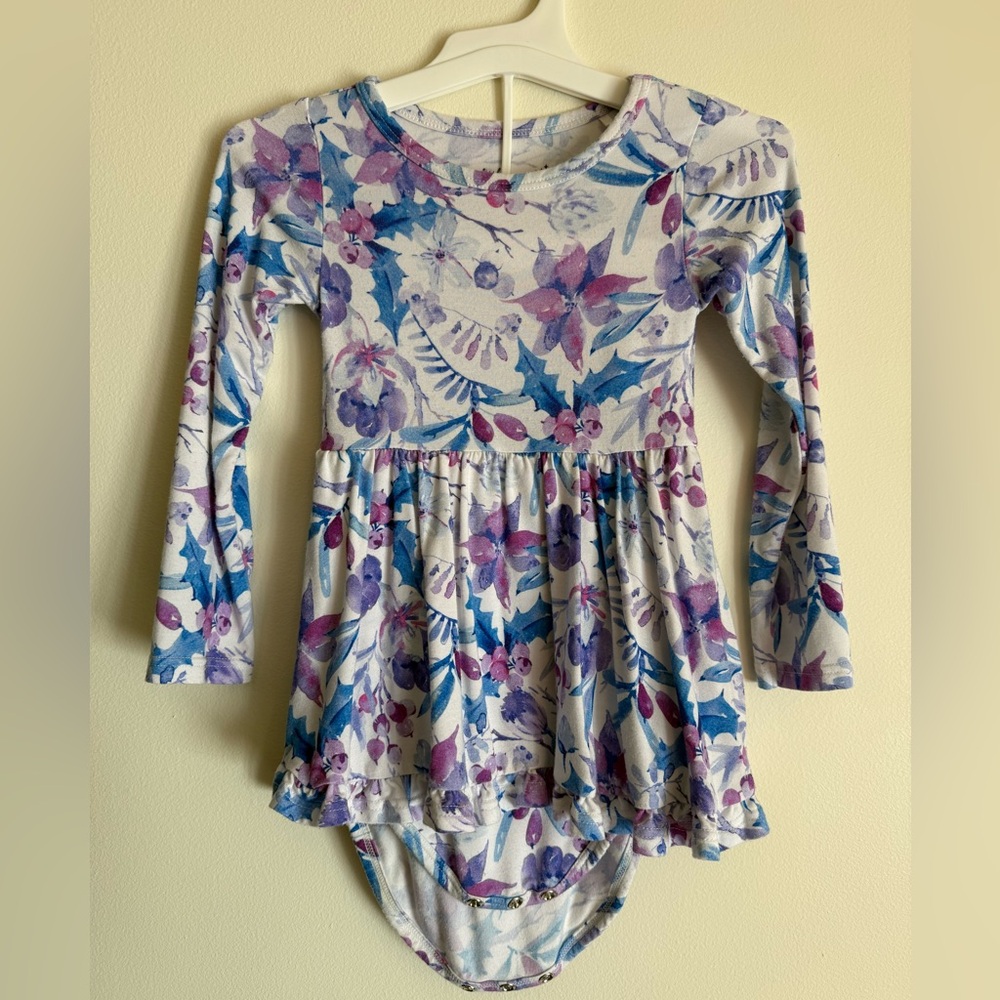 Berry Bright Long Sleeve Ruffle Dress with Bodysuit 18-24 month